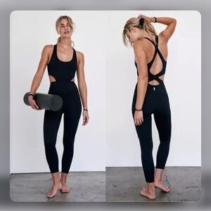 Free People Black Cross-Back Jumpsuit